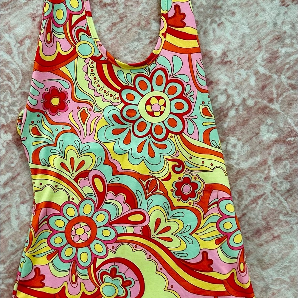SHEIN Retro Multicolor Floral Swirl Halter Top Dress!